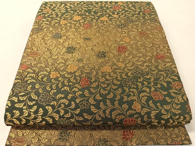 平和屋着物●紋屋井関　御寮織　六通柄袋帯　花唐草文　金糸　正絹　逸品　未使用　CABK4757vp