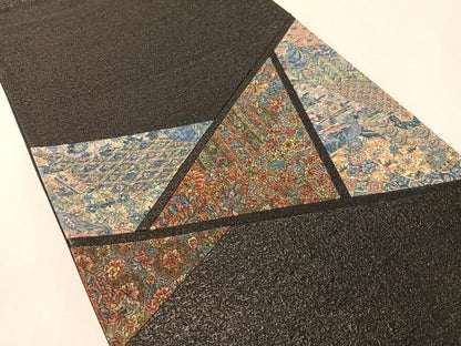 平和屋着物●太鼓柄袋帯　切嵌　更紗鳳凰文　黒地　やまと誂製　正絹　逸品　CABK4759vp