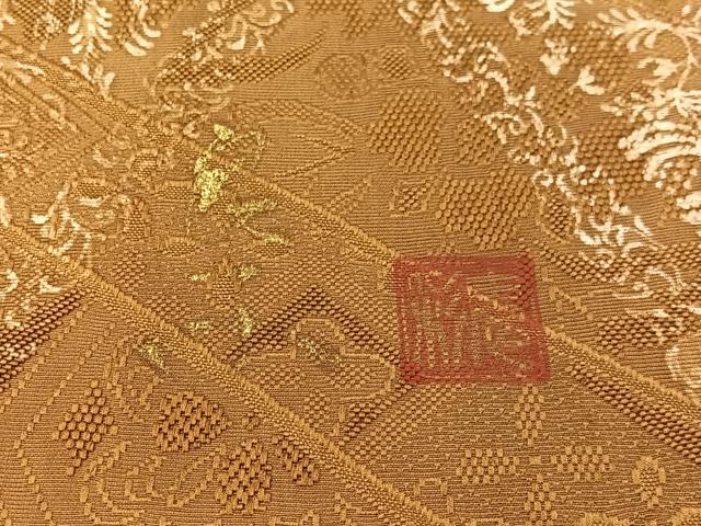 平和屋着物●伝統工芸士　京友禅染色作家　田家鬼彩　全通柄袋帯　幾何学花文　正絹　逸品　CABK4760vp