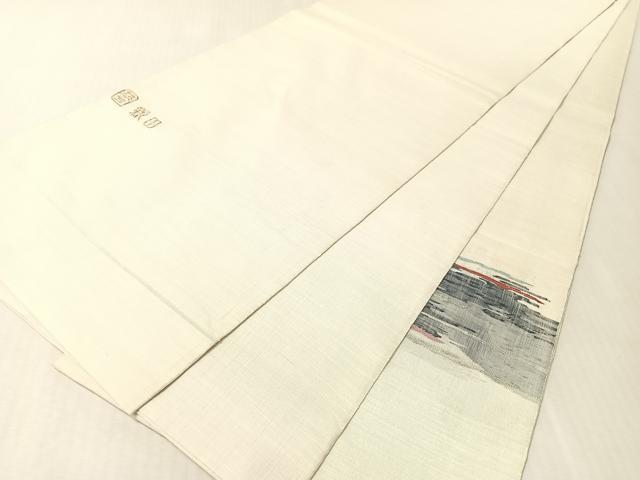 平和屋着物●手織綴れ　山鹿清華　太鼓柄袋帯　新田　銀糸　正絹　逸品　CABK4764vp