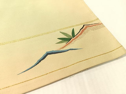平和屋着物●爪掻き本綴れ　太鼓柄袋帯　霞草花文　金糸　正絹　逸品　CABK4766vp