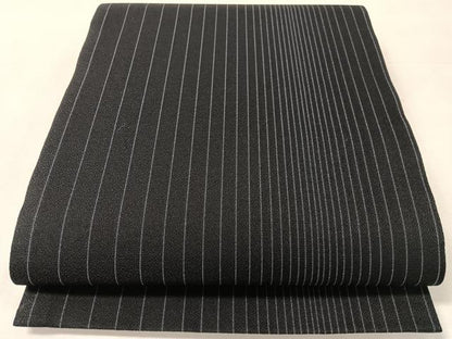 平和屋着物●六通柄袋帯　間道　黒地　正絹　逸品　CABK4767vp