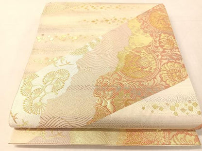 平和屋着物●西陣の名門　本家加納　六通柄袋帯　道長花鳥丸文　金糸　正絹　逸品　CABK4769vp