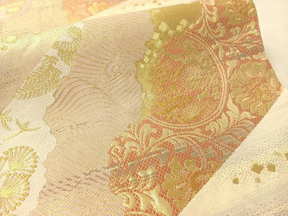 平和屋着物●西陣の名門　本家加納　六通柄袋帯　道長花鳥丸文　金糸　正絹　逸品　CABK4769vp
