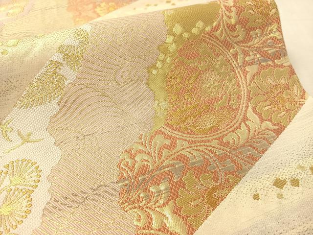 平和屋着物●西陣の名門　本家加納　六通柄袋帯　道長花鳥丸文　金糸　正絹　逸品　CABK4769vp