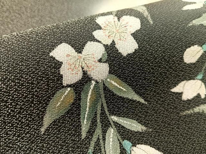 平和屋着物●友禅作家　高橋り明　太鼓柄袋帯　手描き　枝垂れ花文　黒地　銀通し地　さが美扱い　正絹　逸品　未使用　CABK4773vp