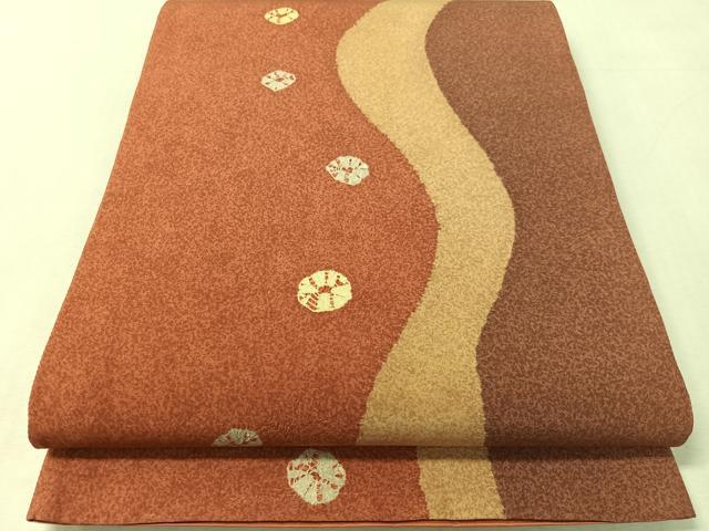 平和屋着物●六通柄袋帯　本場縞大島紬地　絞り　よろけ縞　正絹　逸品　CABK4774vp