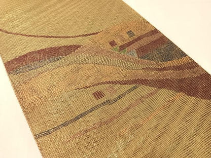 平和屋着物●六通柄袋帯　幾何学文様　金糸　正絹　逸品　CABK4776vp