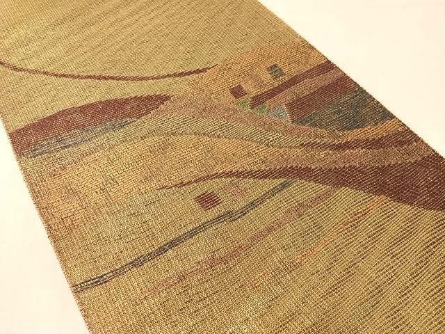 平和屋着物●六通柄袋帯　幾何学文様　金糸　正絹　逸品　CABK4776vp