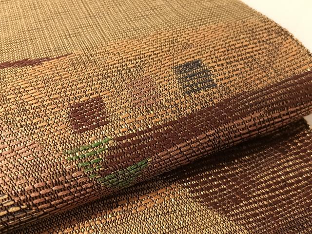 平和屋着物●六通柄袋帯　幾何学文様　金糸　正絹　逸品　CABK4776vp