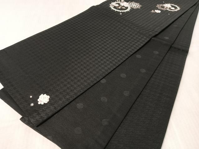 平和屋着物●太鼓柄　京袋帯　刺繍　ラインストーン　バラ　黒地　CABK4779vp