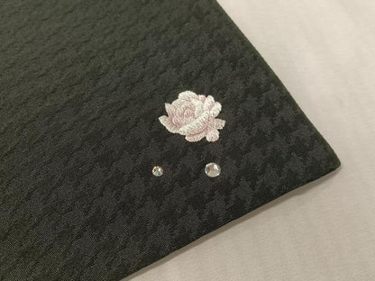 平和屋着物●太鼓柄　京袋帯　刺繍　ラインストーン　バラ　黒地　CABK4779vp