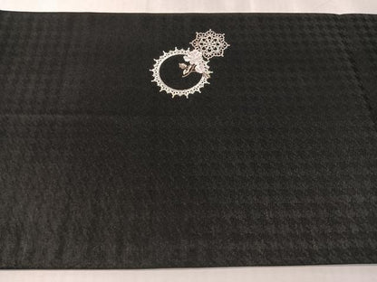 平和屋着物●太鼓柄　京袋帯　刺繍　ラインストーン　バラ　黒地　CABK4779vp
