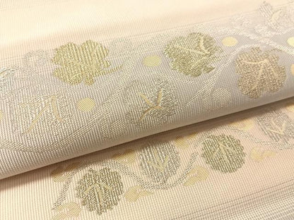 平和屋着物●本場筑前博多織　八寸名古屋帯　横段唐草文　金銀糸　正絹　逸品　CABK4781vp