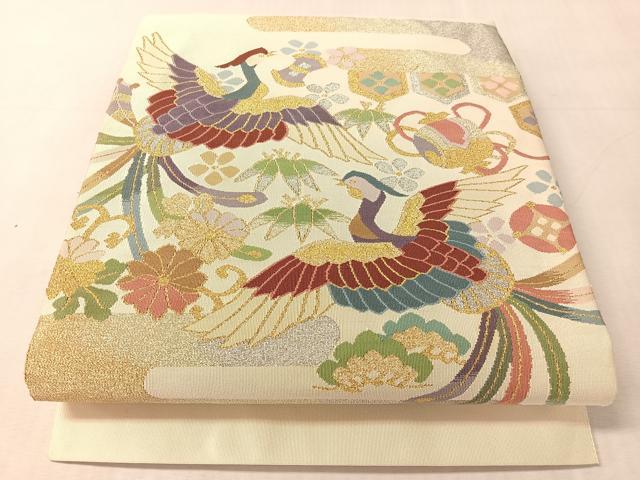 平和屋着物●爪掻き本綴れ　八寸名古屋帯　松竹梅鳳凰文　金銀糸　正絹　逸品　CABK4782vp