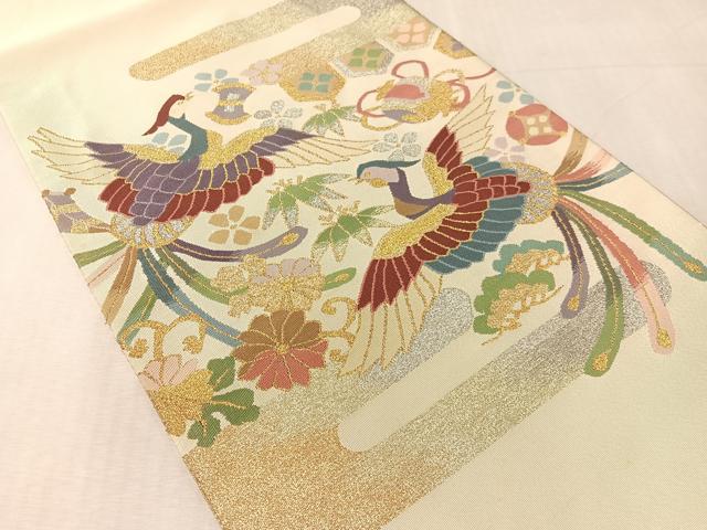 平和屋着物●爪掻き本綴れ　八寸名古屋帯　松竹梅鳳凰文　金銀糸　正絹　逸品　CABK4782vp