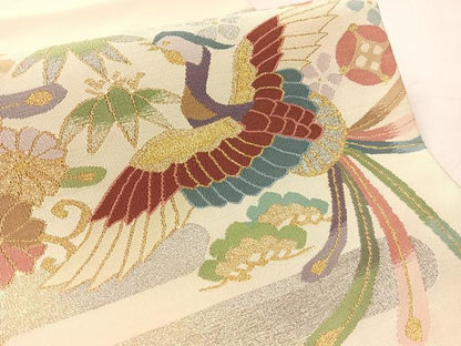平和屋着物●爪掻き本綴れ　八寸名古屋帯　松竹梅鳳凰文　金銀糸　正絹　逸品　CABK4782vp