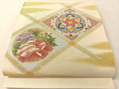 平和屋着物●爪掻き本綴れ　八寸名古屋帯　天井花丸文　金銀糸　正絹　逸品　未使用　CABK4784vp