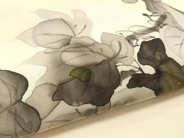 平和屋着物●塩瀬　九寸名古屋帯　作家物　蔦の葉文　正絹　逸品　CABK4786vp