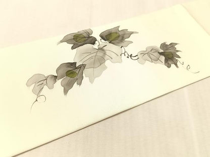 平和屋着物●塩瀬　九寸名古屋帯　作家物　蔦の葉文　正絹　逸品　CABK4786vp