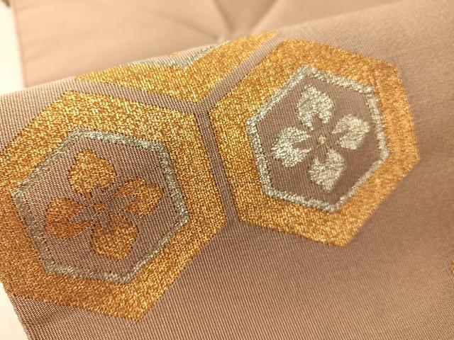 平和屋着物●爪掻き本綴れ　八寸名古屋帯　亀甲花文　金銀糸　正絹　逸品　CABK4787vp