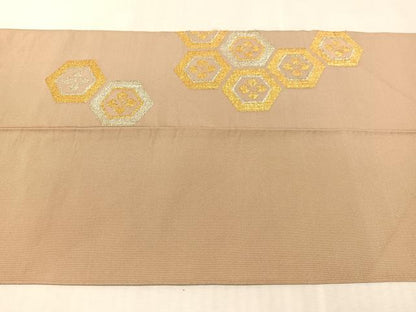 平和屋着物●爪掻き本綴れ　八寸名古屋帯　亀甲花文　金銀糸　正絹　逸品　CABK4787vp