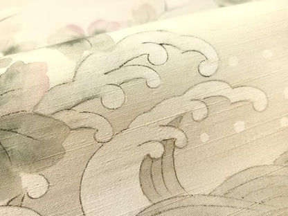 平和屋着物●九寸名古屋帯　手描き　紬地　立波花文　正絹　逸品　CABK4788vp