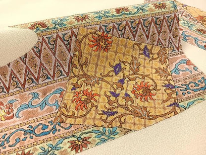 平和屋着物●九寸名古屋帯　道長更紗唐草文　金彩　鬼しぼ縮緬　正絹　逸品　CABK4789vp