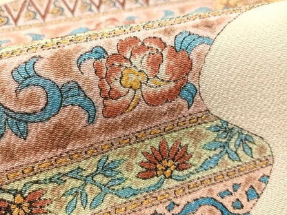 平和屋着物●九寸名古屋帯　道長更紗唐草文　金彩　鬼しぼ縮緬　正絹　逸品　CABK4789vp