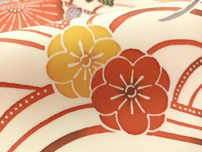 平和屋着物●塩瀬　全通柄　九寸名古屋帯　紅型　立波花松文　正絹　逸品　CABK4794vp