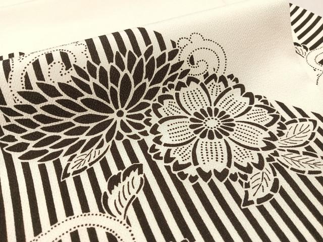 平和屋着物●九寸名古屋帯　作家物　越後型染　花唐草文　鬼しぼ縮緬　正絹　逸品　CABK4795vp