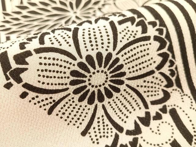 平和屋着物●九寸名古屋帯　作家物　越後型染　花唐草文　鬼しぼ縮緬　正絹　逸品　CABK4795vp