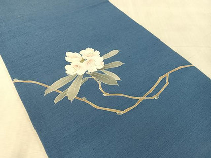 平和屋着物●九寸開き名古屋帯　友禅　作家物　紬地　枝花文　正絹　逸品　CABK4796vp