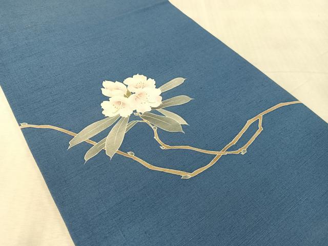 平和屋着物●九寸開き名古屋帯　友禅　作家物　紬地　枝花文　正絹　逸品　CABK4796vp