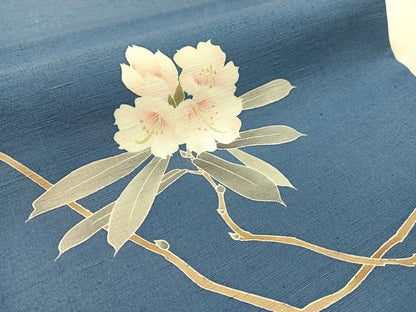平和屋着物●九寸開き名古屋帯　友禅　作家物　紬地　枝花文　正絹　逸品　CABK4796vp