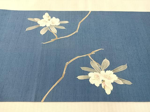 平和屋着物●九寸開き名古屋帯　友禅　作家物　紬地　枝花文　正絹　逸品　CABK4796vp