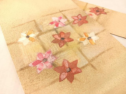平和屋着物●九寸名古屋帯　作家物　紙芸　舞花文　金銀彩　正絹　逸品　CABK4797vp