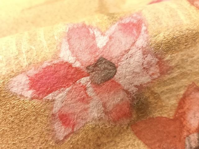 平和屋着物●九寸名古屋帯　作家物　紙芸　舞花文　金銀彩　正絹　逸品　CABK4797vp
