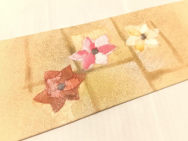 平和屋着物●九寸名古屋帯　作家物　紙芸　舞花文　金銀彩　正絹　逸品　CABK4797vp