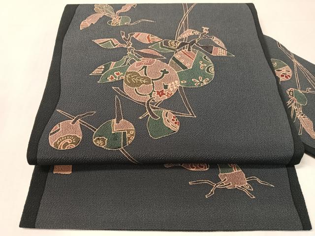 平和屋着物●九寸名古屋帯　作家物　成り物　鬼しぼ縮緬　正絹　逸品　CABK4798vp