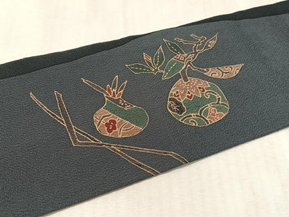 平和屋着物●九寸名古屋帯　作家物　成り物　鬼しぼ縮緬　正絹　逸品　CABK4798vp