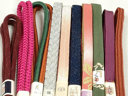 平和屋着物●和装小物　帯締め10本セット　高麗組　笹浪組　唐組　御岳組　奈良組　草木染　金糸　逸品　未使用　CABK4801qe