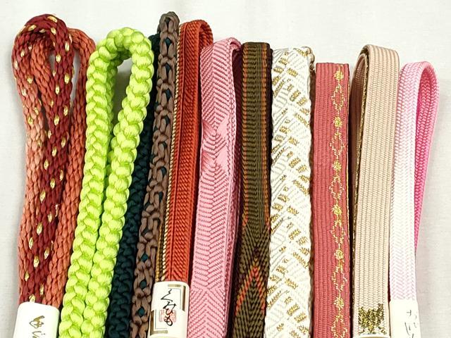平和屋着物●和装小物　帯締め10本セット　高麗組　唐組　笹浪組　礼装用　金糸　逸品　未使用　CABK4806qe