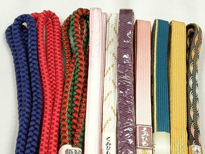 平和屋着物●和装小物　帯締め10本セット　高麗組　唐組　大和組　礼装用　金糸　逸品　未使用　CABK4812qe