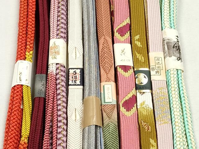 平和屋着物●和装小物　帯締め10本セット　高麗組　笹浪組　冠組　大和組　礼装用　金糸　逸品　未使用　CABK4813qe