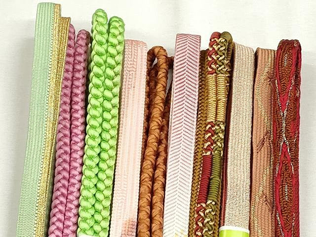 平和屋着物●和装小物　帯締め10本セット　高麗組　笹浪組　鴨川組　長尺　金糸　近鉄百貨店扱い　逸品　未使用　CABK4817qe