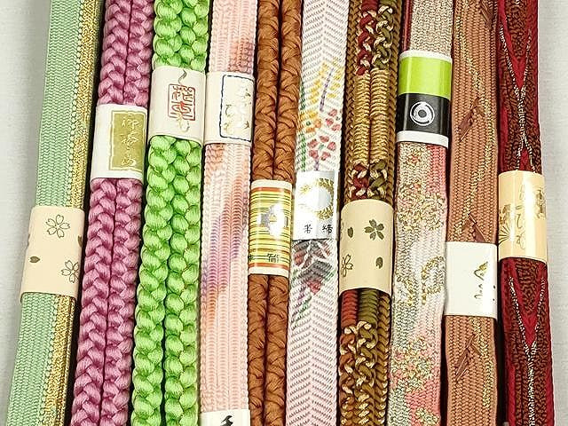 平和屋着物●和装小物　帯締め10本セット　高麗組　笹浪組　鴨川組　長尺　金糸　近鉄百貨店扱い　逸品　未使用　CABK4817qe