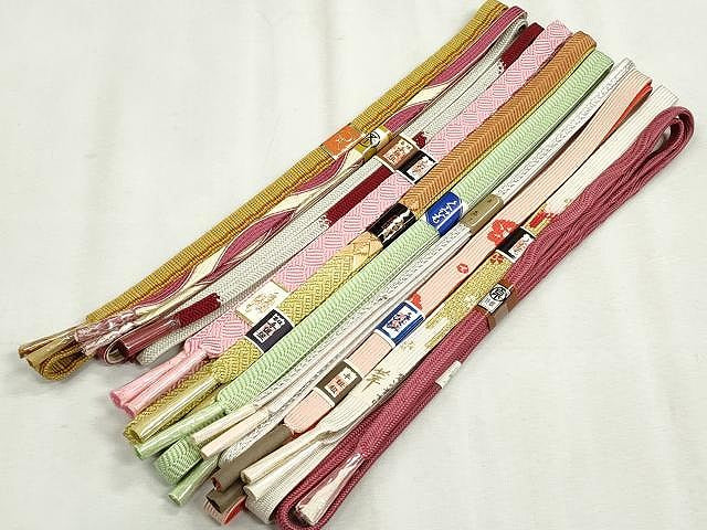 平和屋着物●和装小物　帯締め10本セット　高麗組　笹浪組　唐組　金糸　逸品　未使用　CABK4819qe