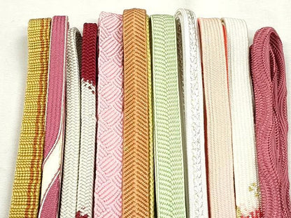 平和屋着物●和装小物　帯締め10本セット　高麗組　笹浪組　唐組　金糸　逸品　未使用　CABK4819qe