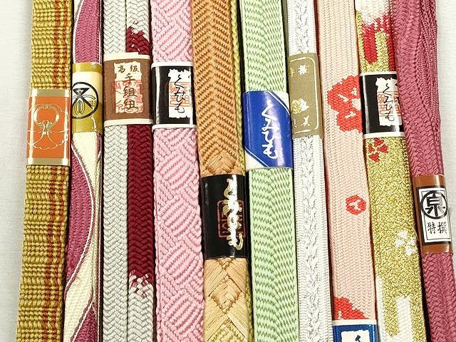平和屋着物●和装小物　帯締め10本セット　高麗組　笹浪組　唐組　金糸　逸品　未使用　CABK4819qe